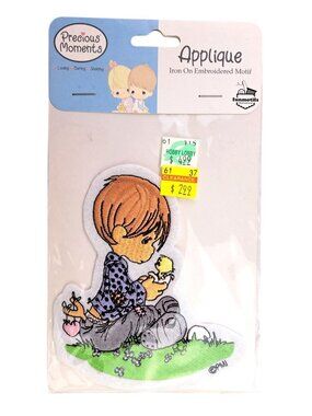 Vintage Precious Moments Boy Hatchling Chick Embroidered Iron-On Patch Sam B New